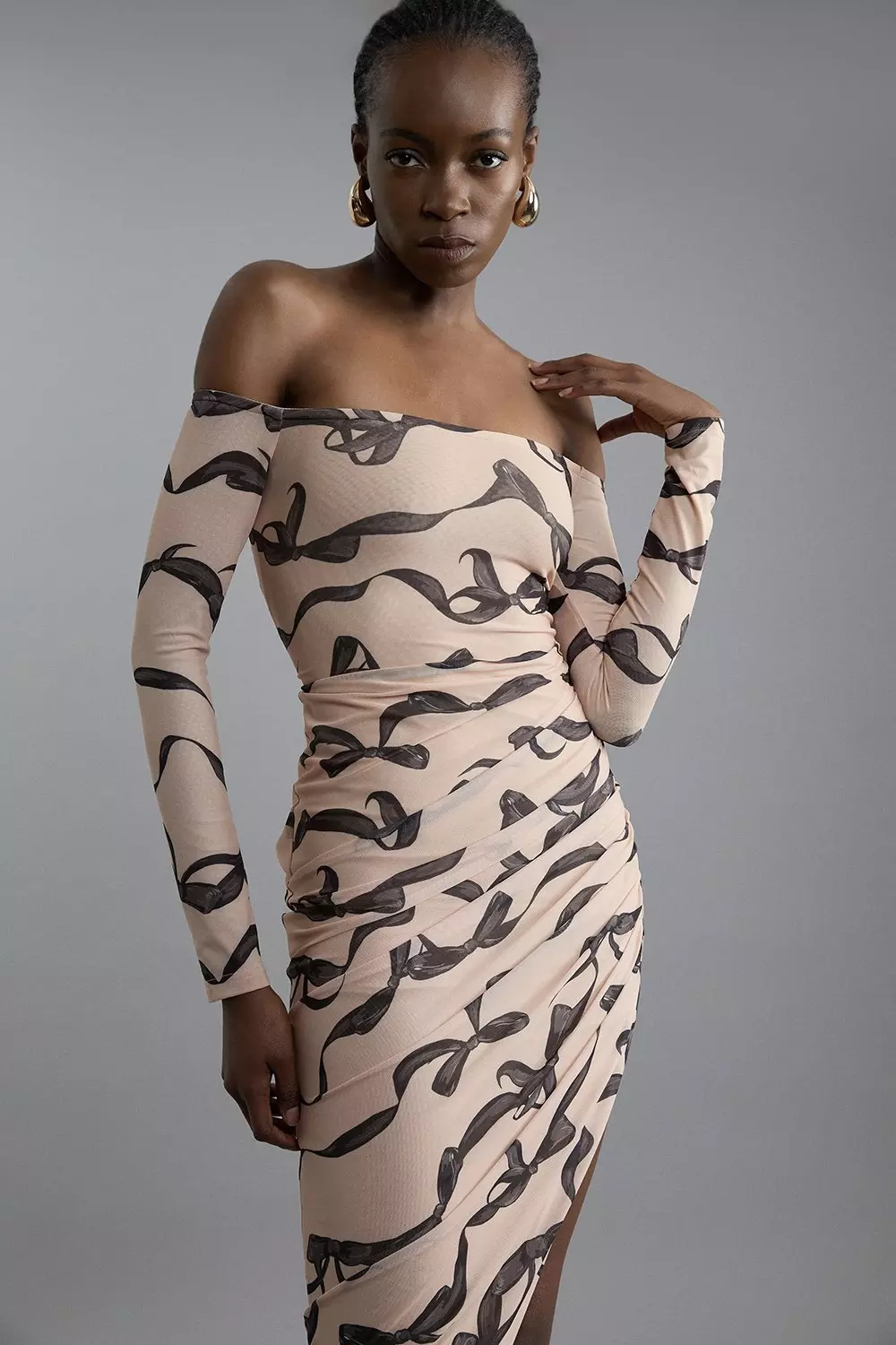 Nude mesh ruched dress 2025