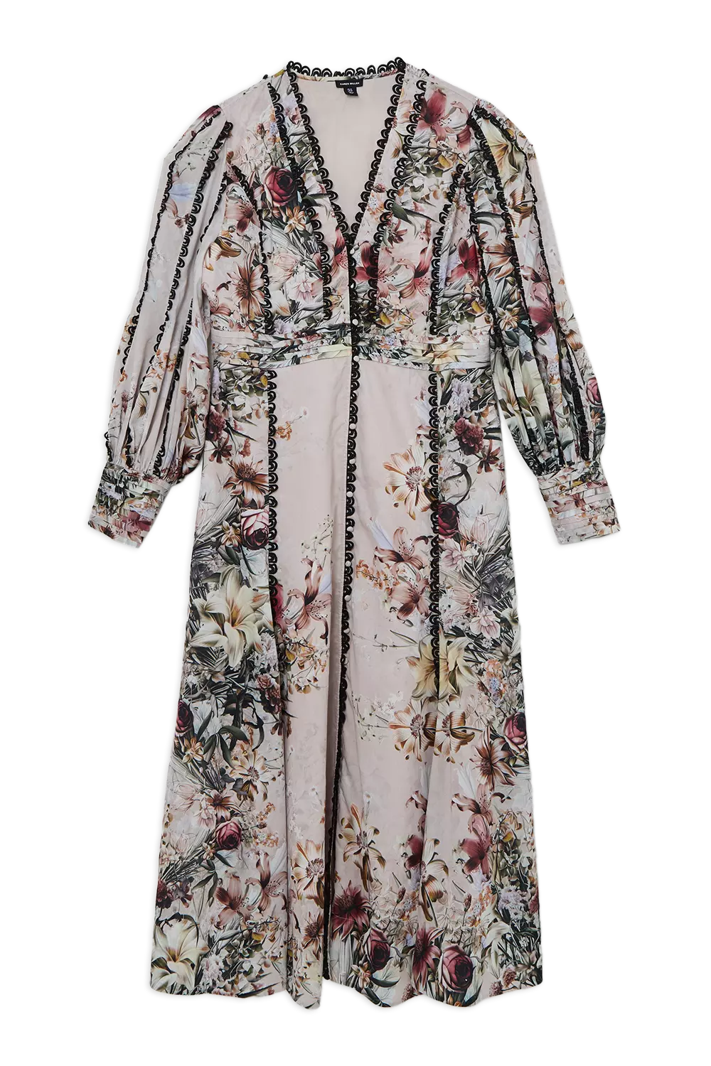 Plus Size Trailing Floral Woven Plunge Maxi Dress | Karen Millen