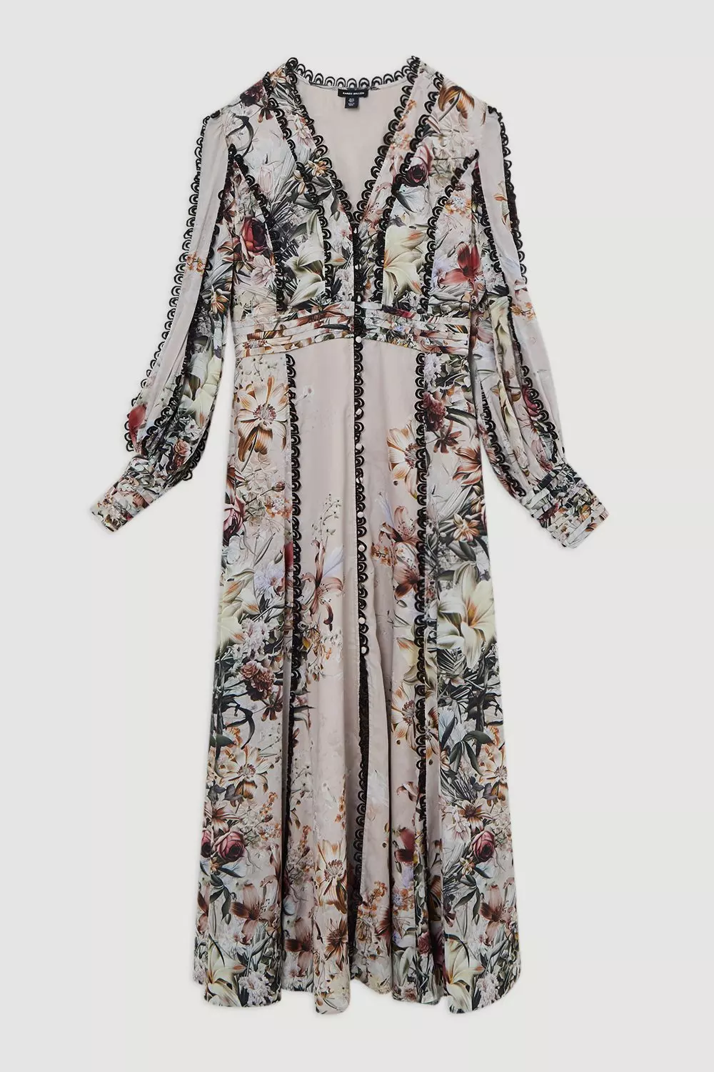 Trailing Floral Woven Plunge Maxi Dress | Karen Millen