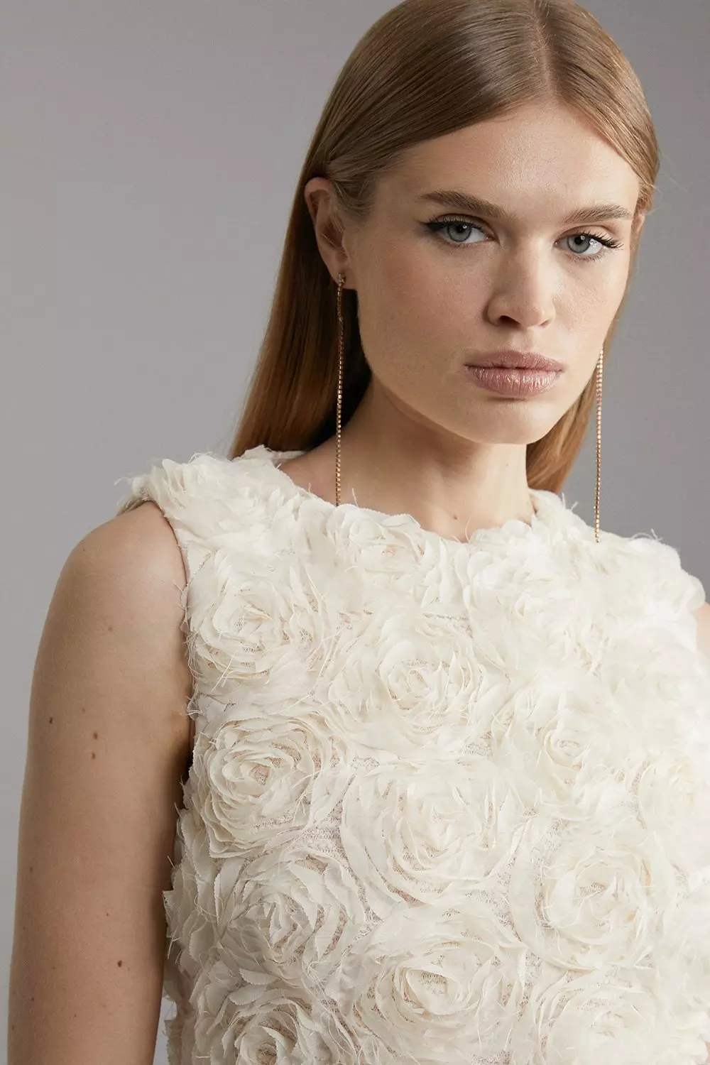 Textured Rosette Bow Belted Pencil Dress | Karen Millen