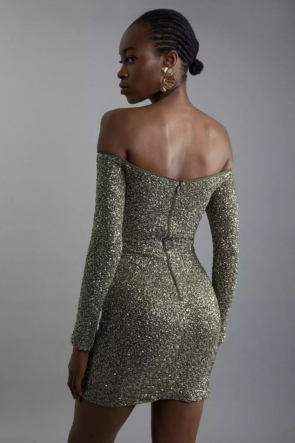 Khaki sequin dress best sale