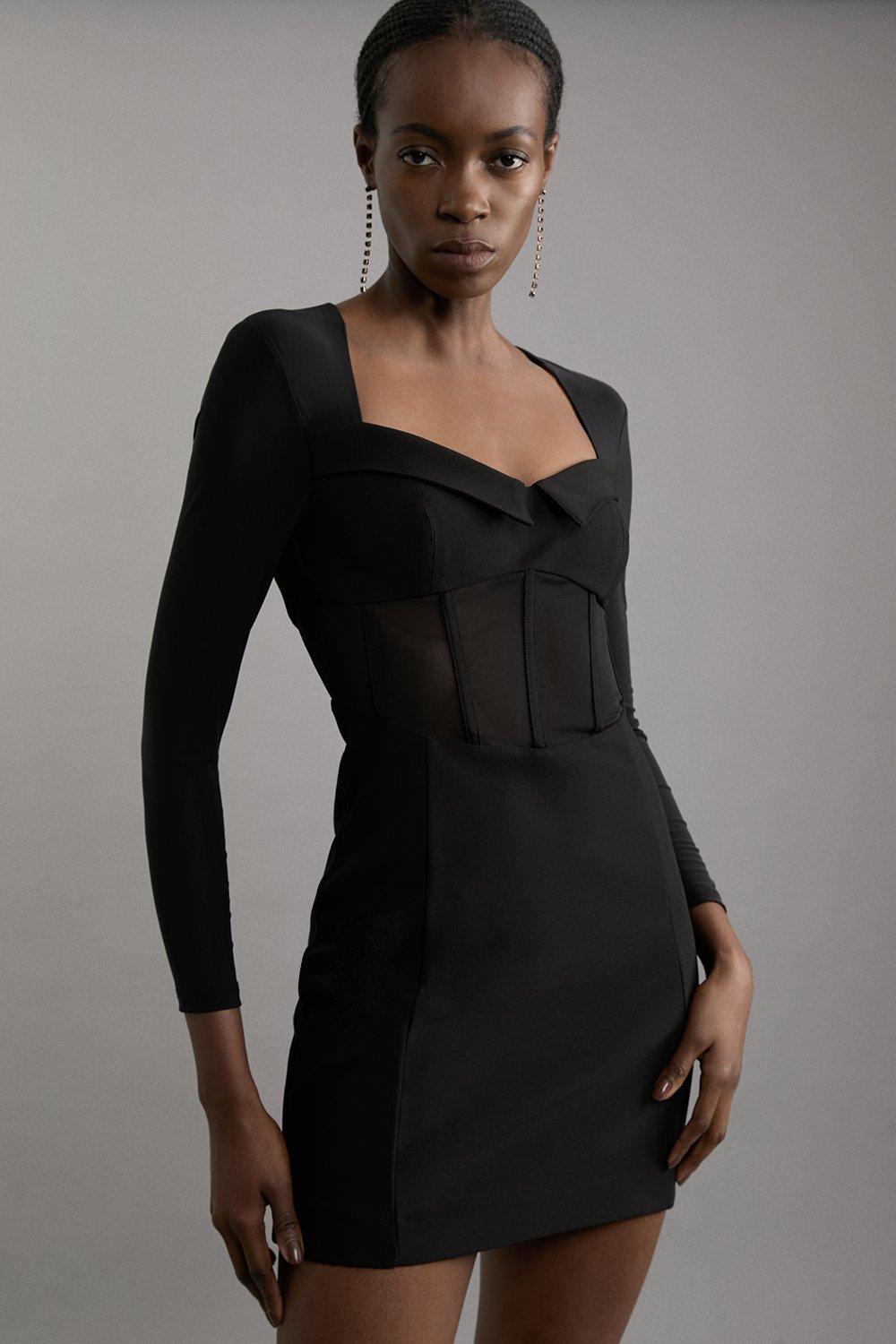 Long sleeve black fitted dress hotsell