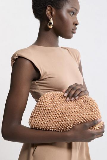 Pearl Slouchy Clutch Bag camel