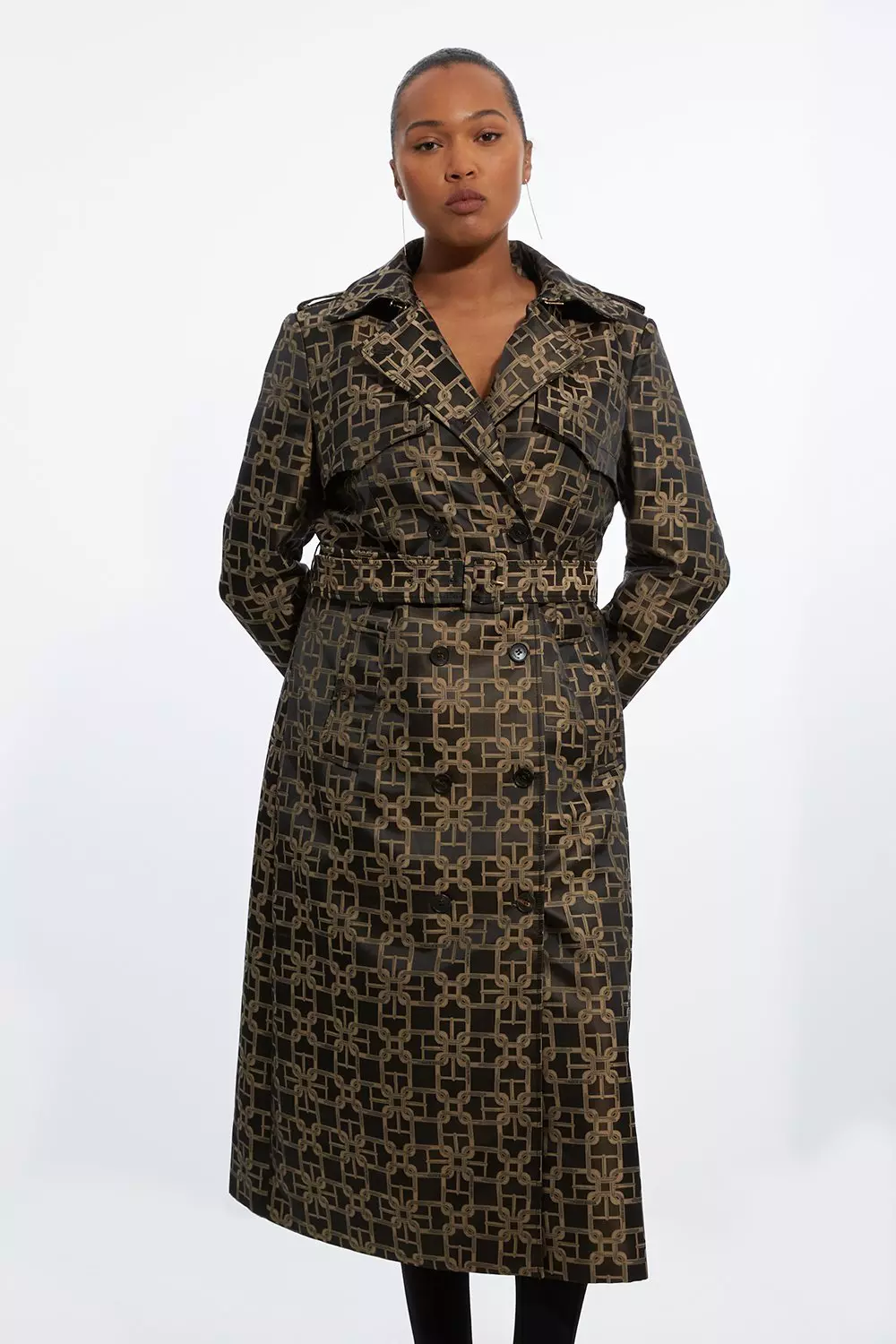 Plus Size Tailored Double Breasted Belted Trench Coat Karen Millen