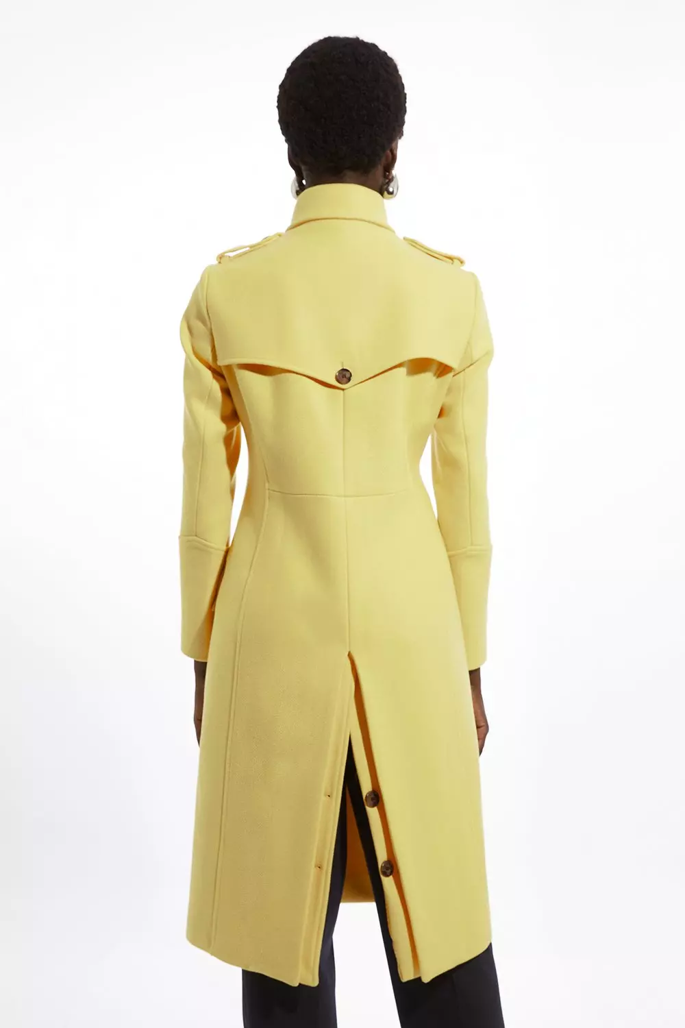 Petite Premium Italian Manteco Wool Military Midi Coat Karen Millen