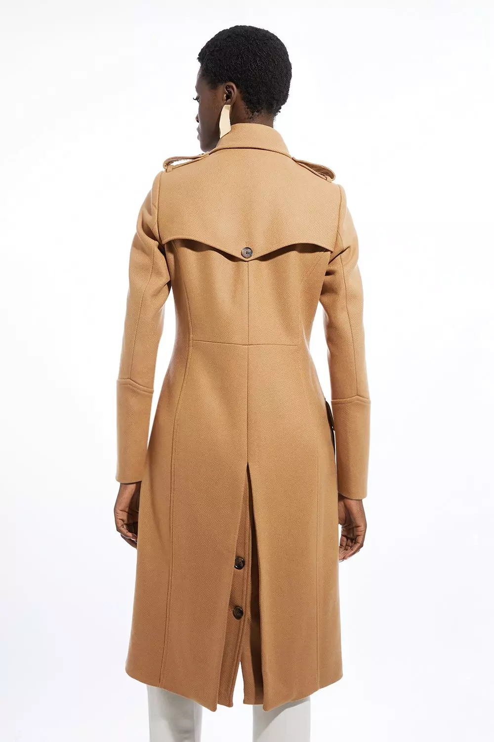 Premium Italian Manteco Wool Military Midi Coat Karen Millen