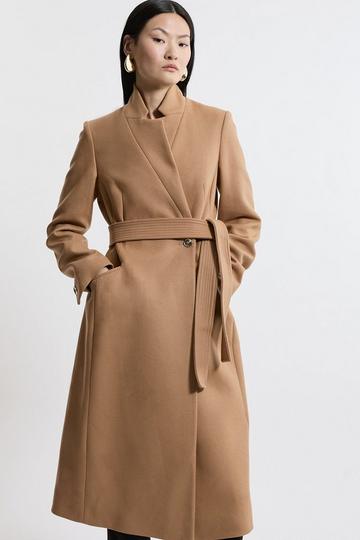 Premium Italian Manteco Wool Investment Notch Neck Midi Coat camel