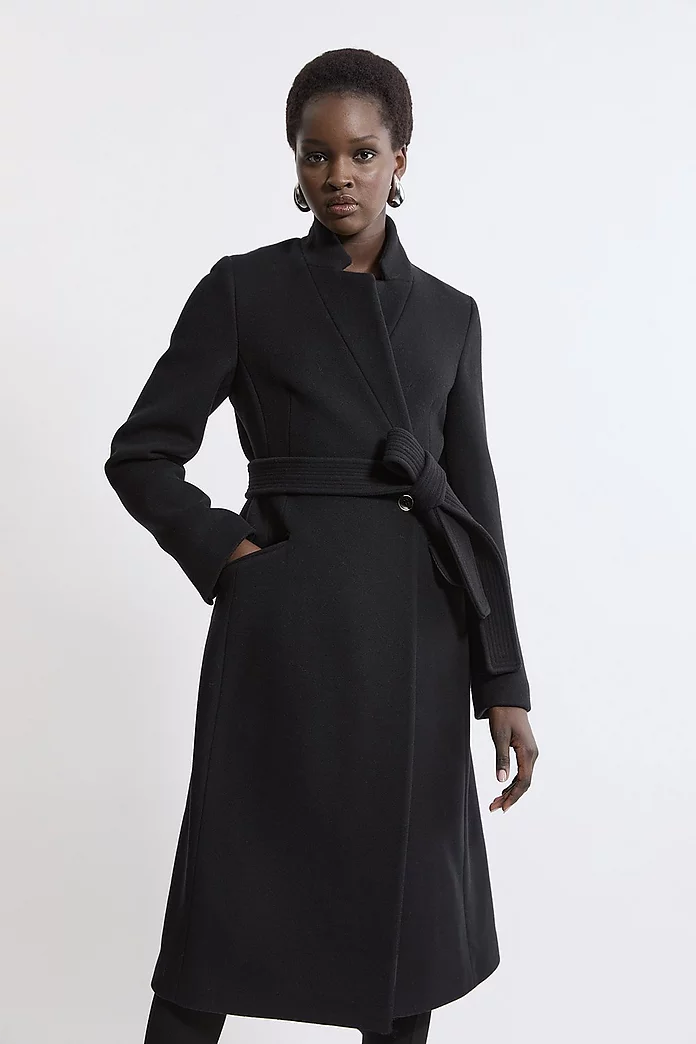Italian Wool Intank Topment Notch Neck Coat | Karen Millen Italian Wool Intank Topment Notch Neck Coat | Karen Millen