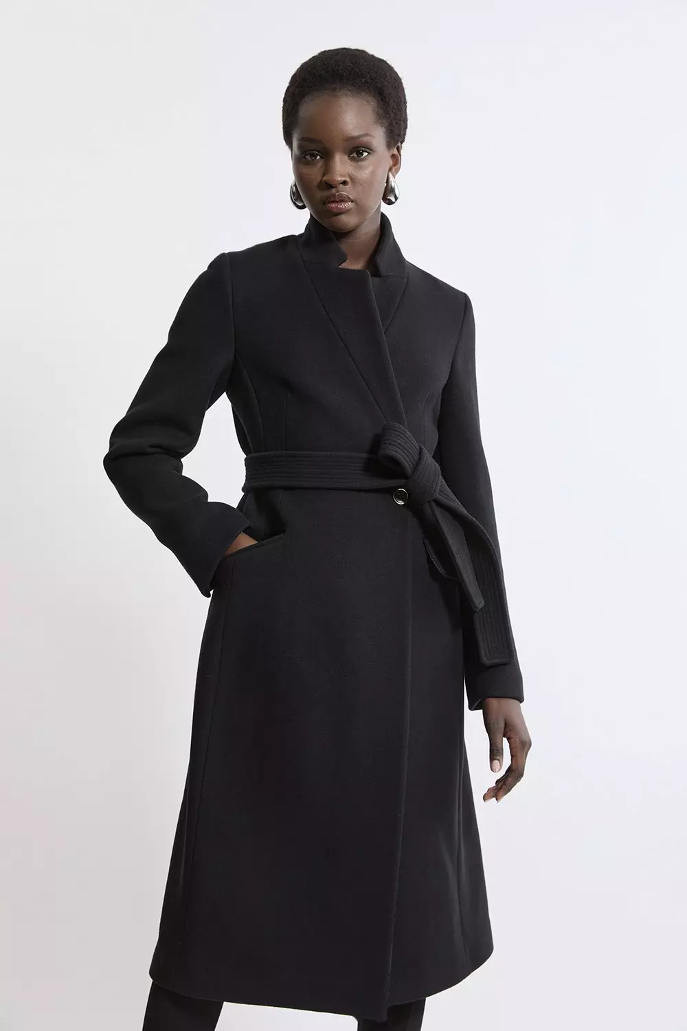 Italian Wool Blend Investment Notch Neck Midi Coat Karen Millen