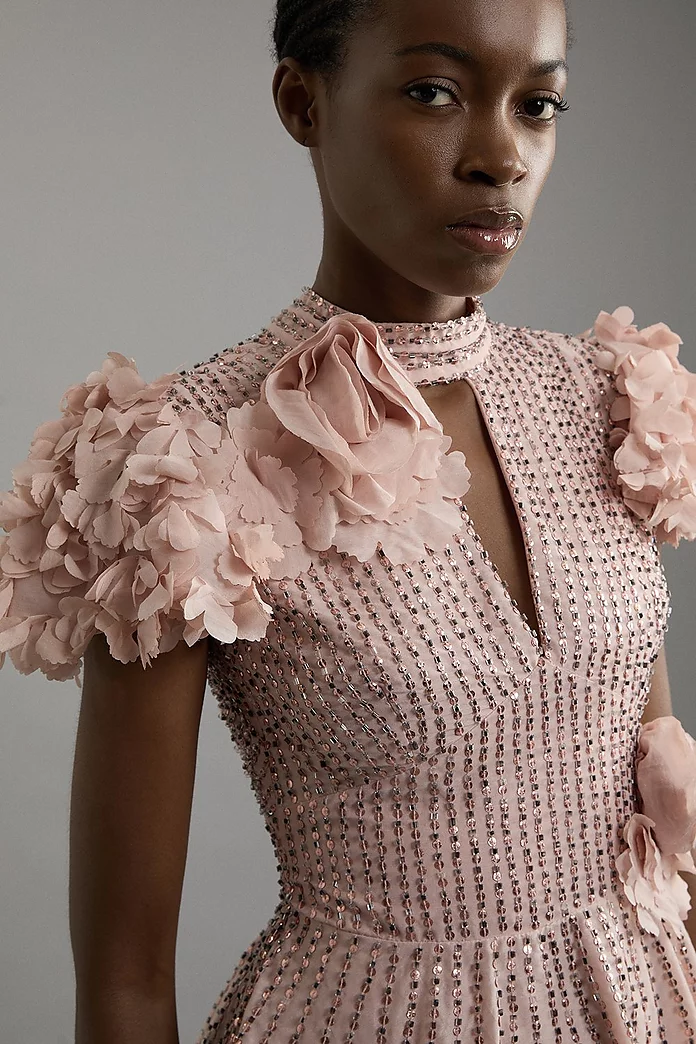 Crystal Applique Woven Peplum Top | Karen Millen Crystal Applique Woven Peplum Top | Karen Millen