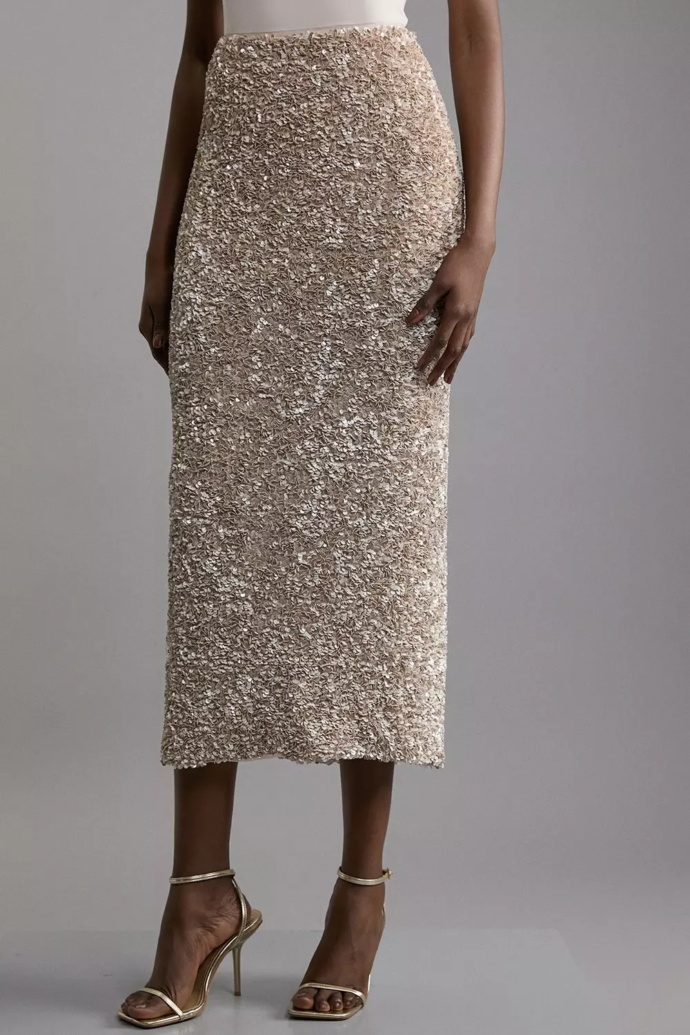 Textured Sequin Midaxi Skirt Karen Millen