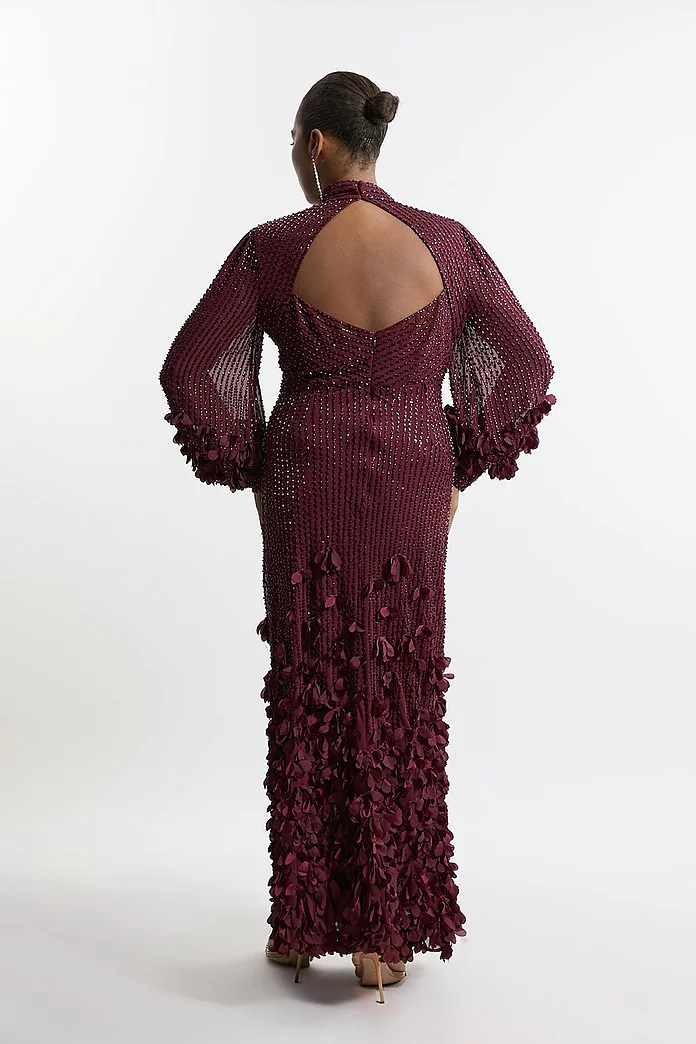Plus Size Crystal Embellished Applique Woven Maxi Dress Plus Size Crystal Embellished Applique Woven Maxi Dress