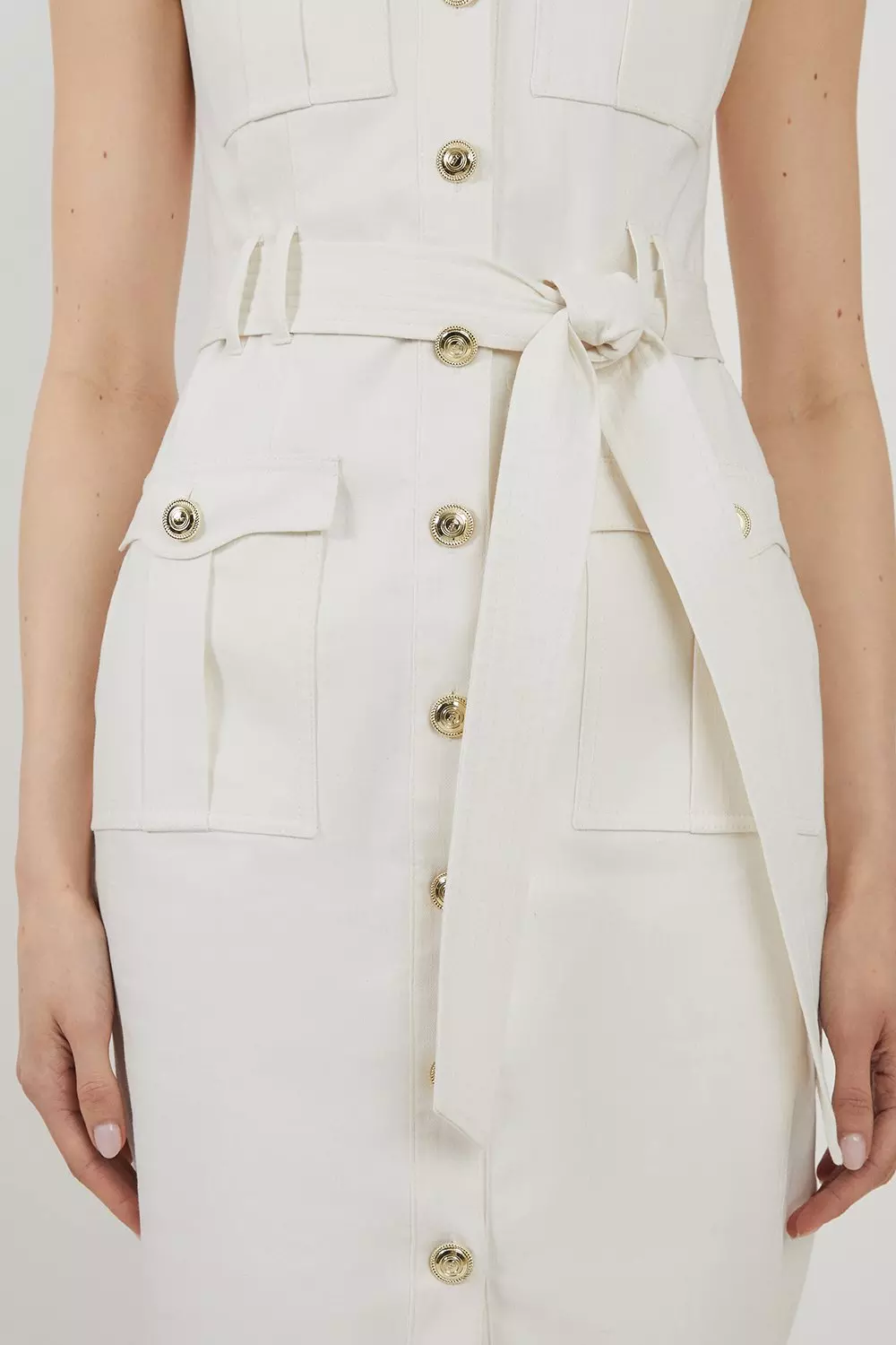 buttoned linen skirt, office skirt for women 2078