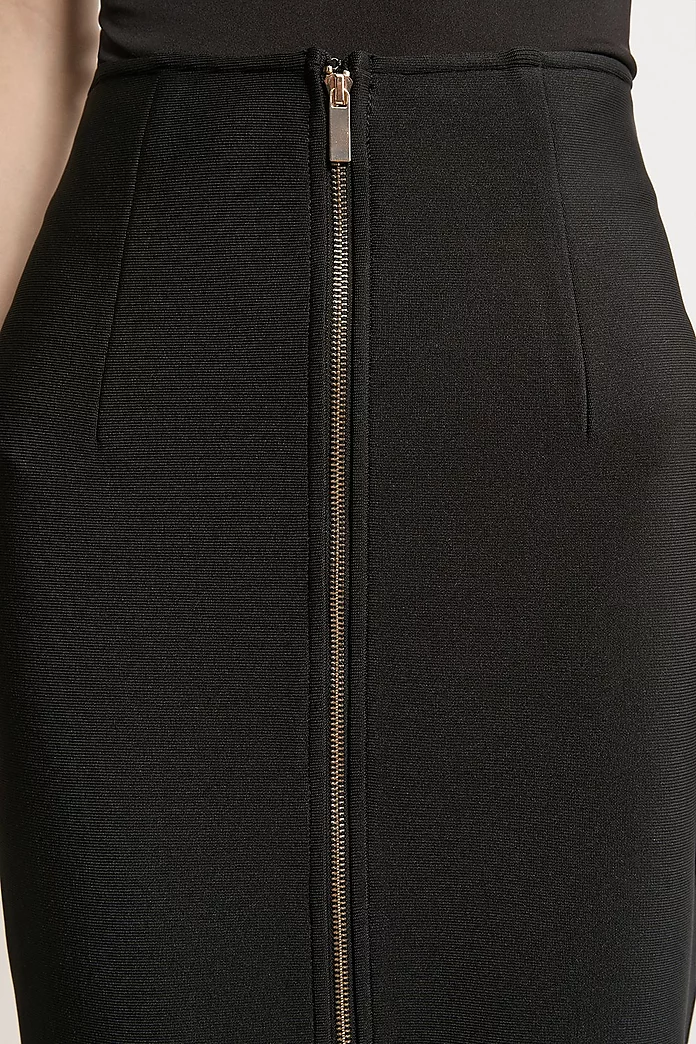 Figure Form Bandage Knit High Waisted Zip Detail Maxi Skirt Figure Form Bandage Knit High Waisted Zip Detail Maxi Skirt