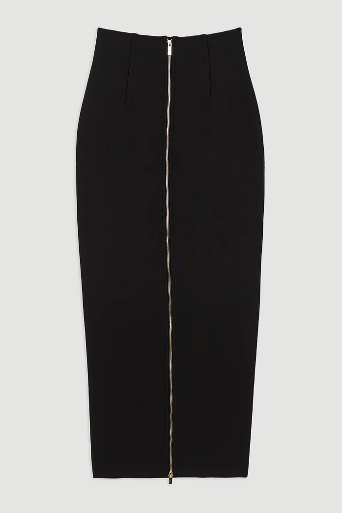 Figure Form Bandage Knit High Waisted Zip Detail Maxi Skirt Figure Form Bandage Knit High Waisted Zip Detail Maxi Skirt