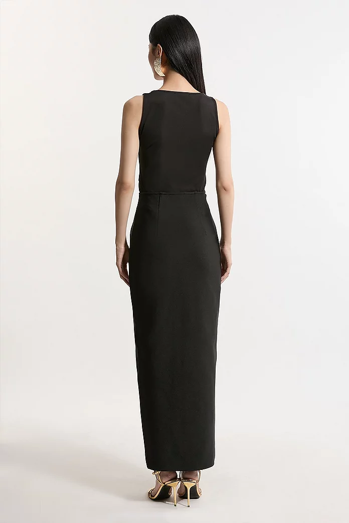 Figure Form Bandage Knit High Waisted Zip Detail Maxi Skirt Figure Form Bandage Knit High Waisted Zip Detail Maxi Skirt