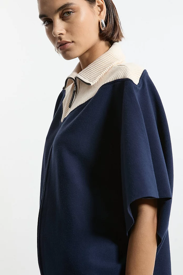 Zip Through Collared Knit Poncho | Karen Millen Zip Through Collared Knit Poncho | Karen Millen