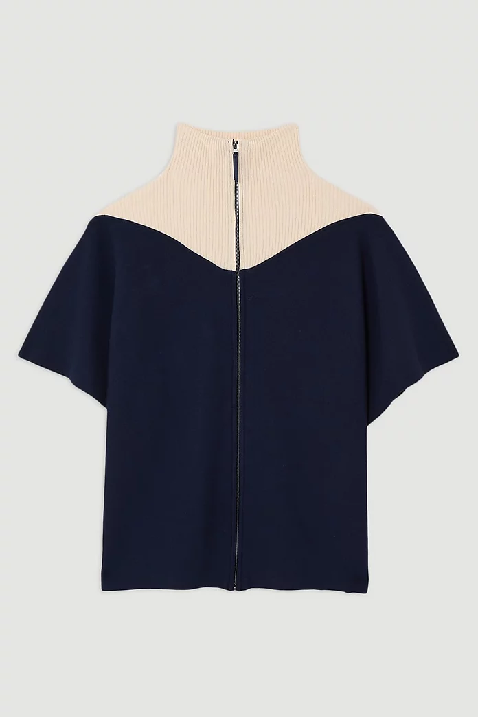 Zip Through Collared Knit Poncho | Karen Millen Zip Through Collared Knit Poncho | Karen Millen