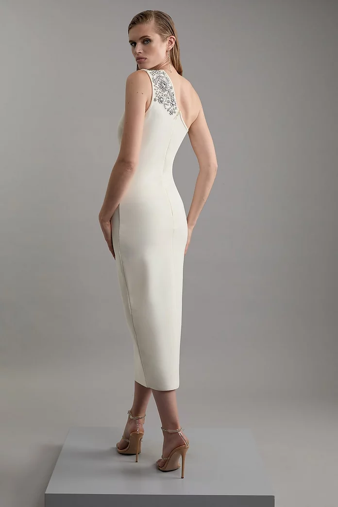 Figure Form Bandage Knit Embellished One Shoulder Midaxi Figure Form Bandage Knit Embellished One Shoulder Midaxi