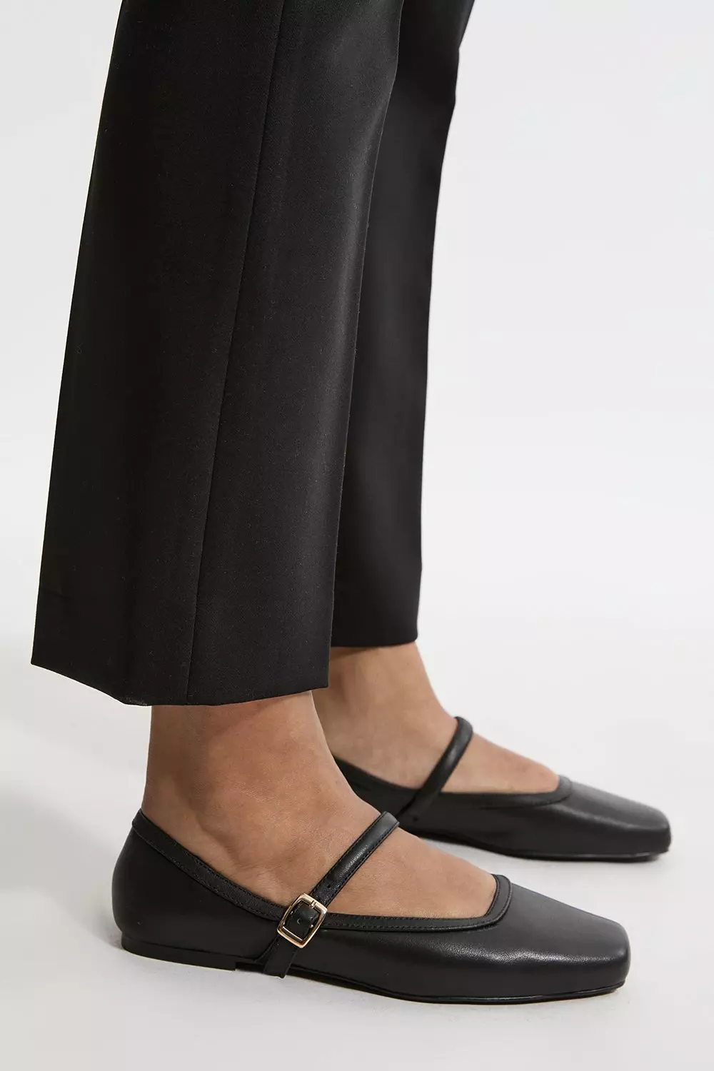 Leather Flat Square Toe Mary Jane | Karen Millen