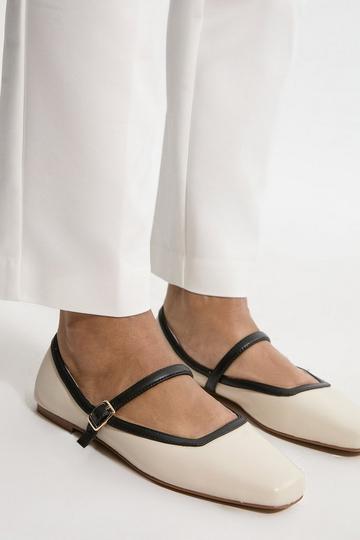 Leather Flat Square Toe Mary Jane mono