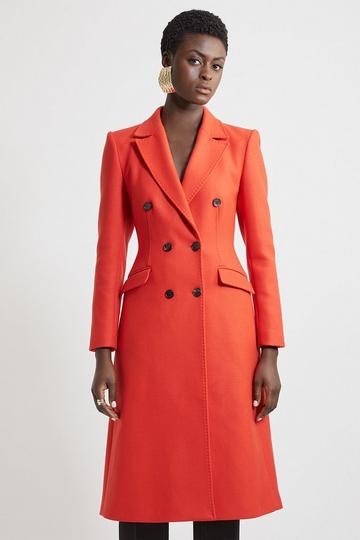 Italian Wool Fitted Coat red