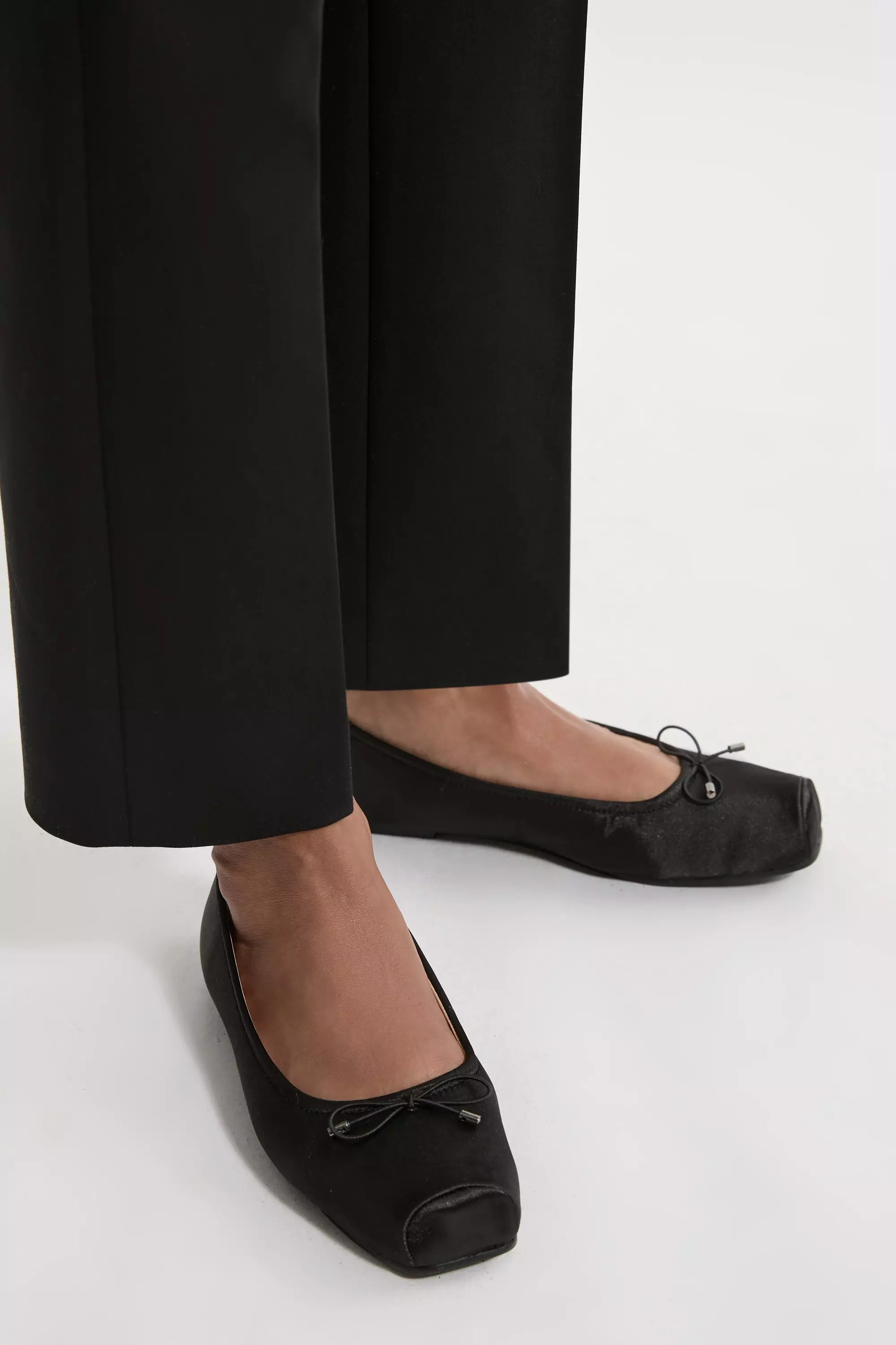 Black Square Toe Satin Ballerina alternative image