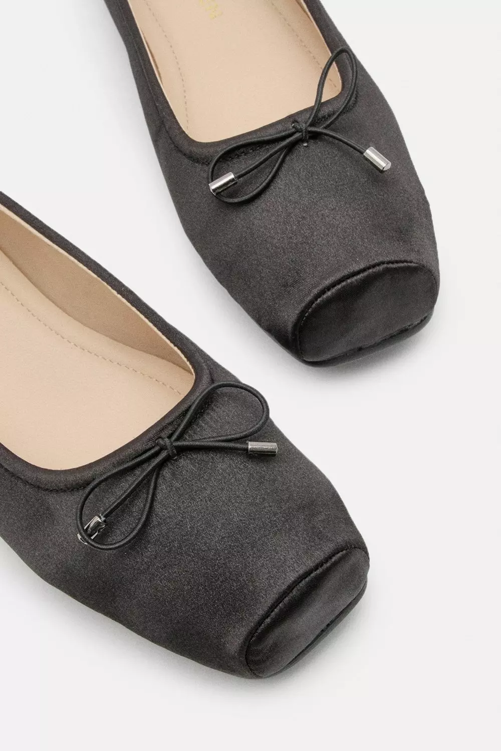 Black Square Toe Satin Ballerina alternative image