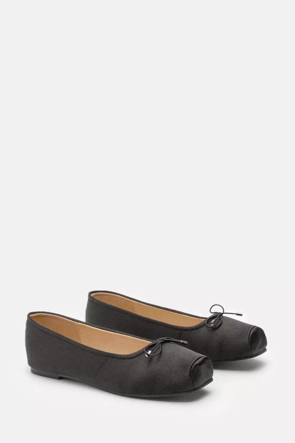 Black Square Toe Satin Ballerina alternative image
