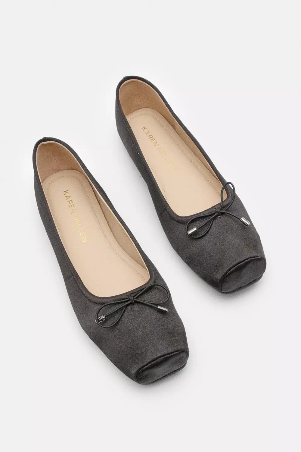 Black Square Toe Satin Ballerina alternative image