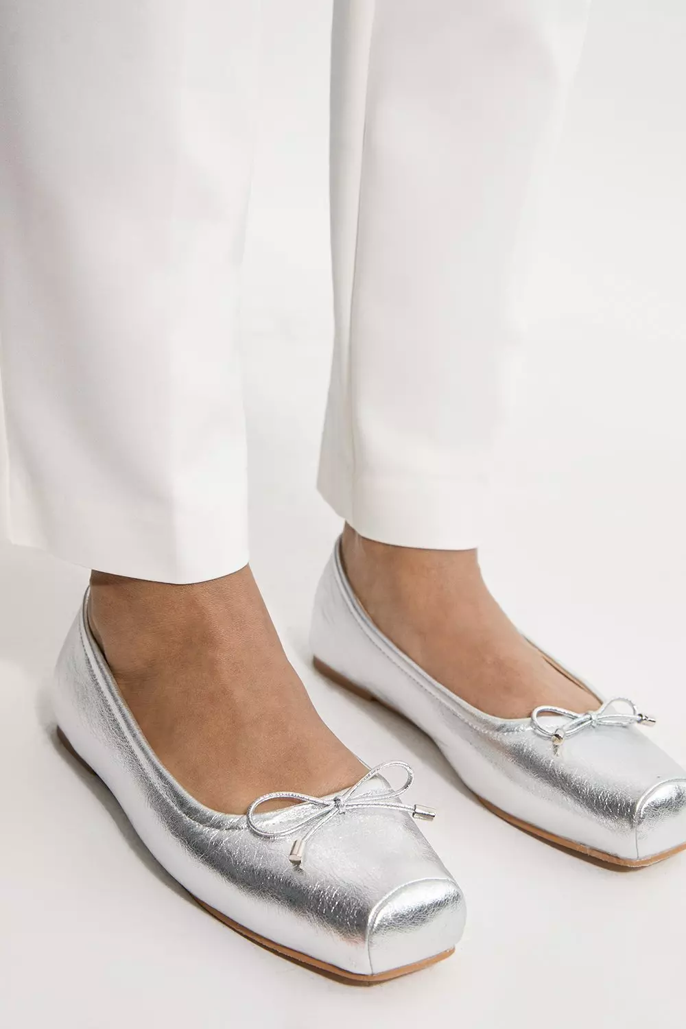 Square Toe Metallic Ballerina Karen Millen