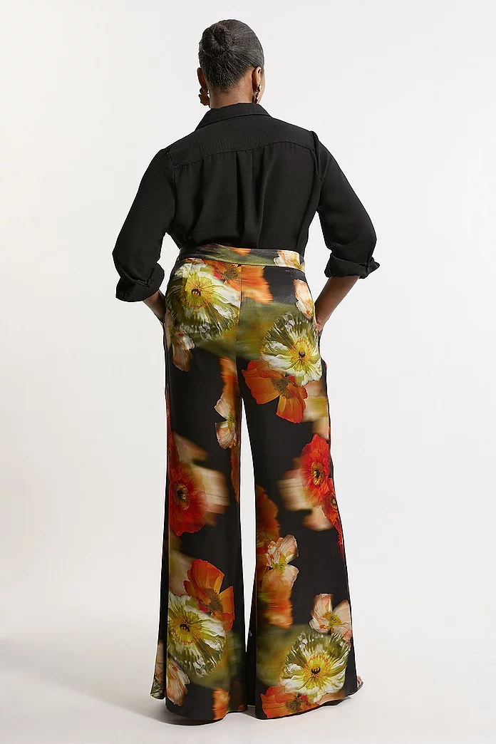 Plus Size Floral Satin Woven Pants | Karen Millen Plus Size Floral Satin Woven Pants | Karen Millen