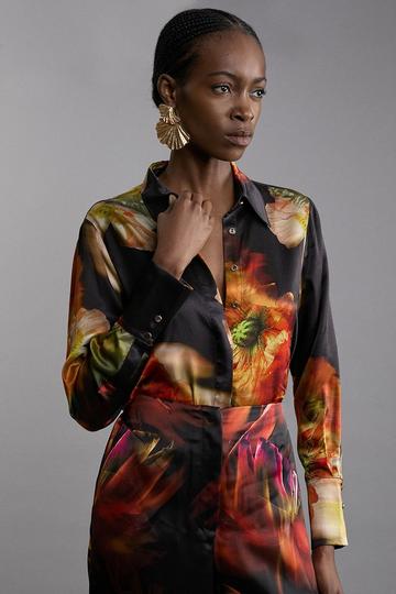 Tall Floral Satin Woven Shirt floral