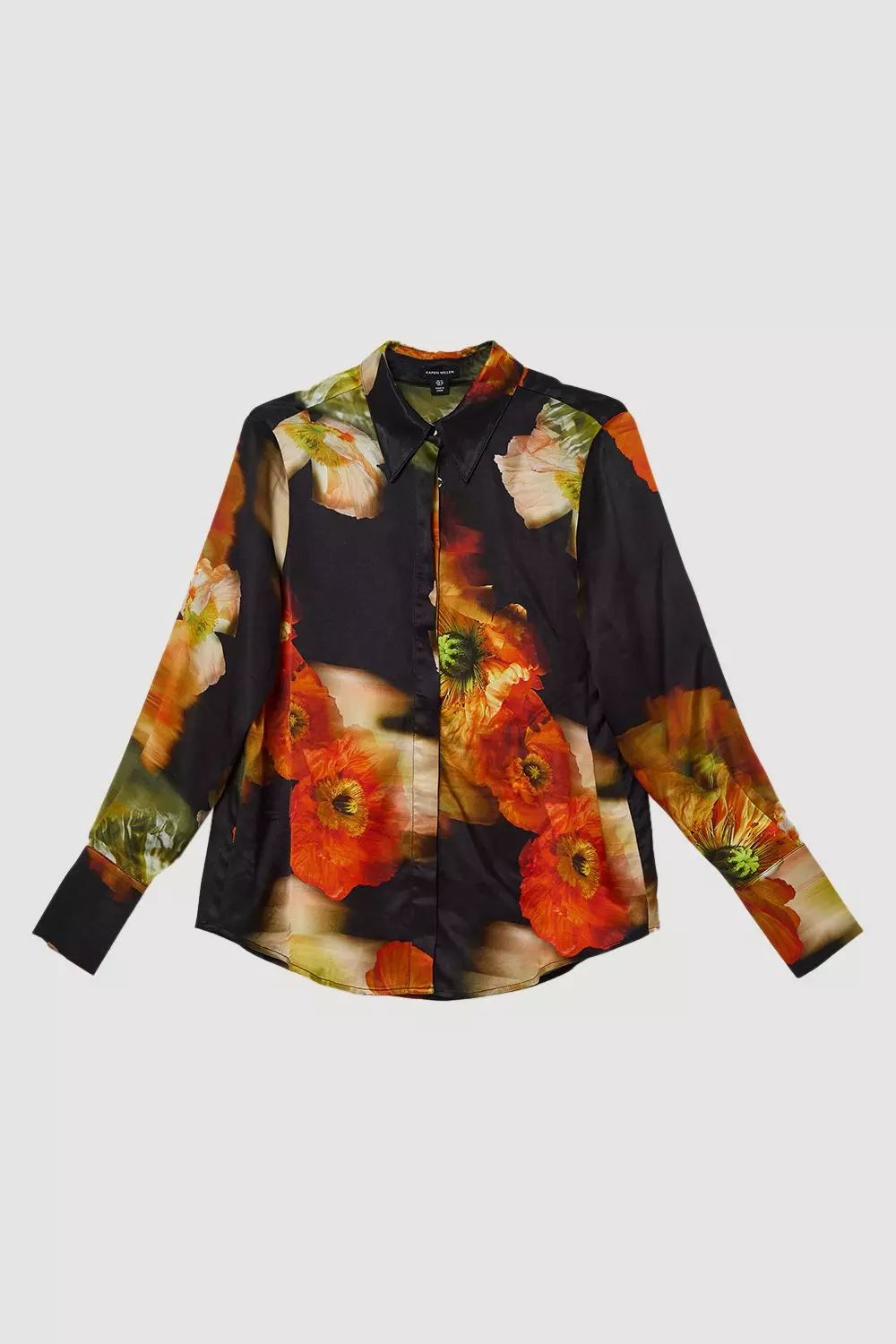 Tall Floral Satin Woven Shirt | Karen Millen