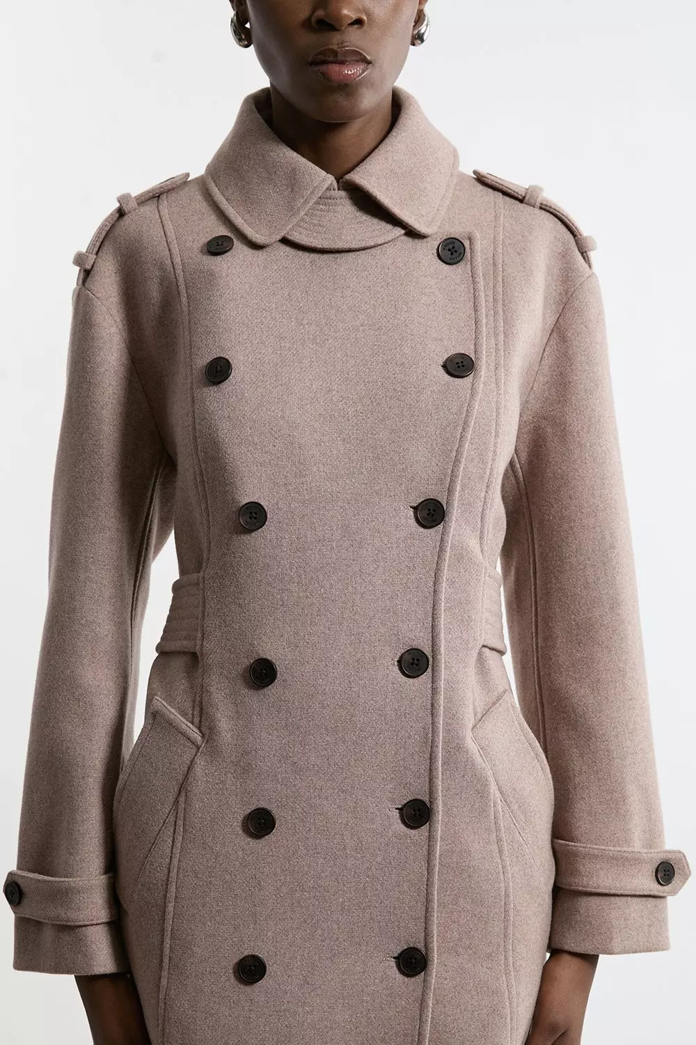 Wool Blend Military Midi Coat Karen Millen