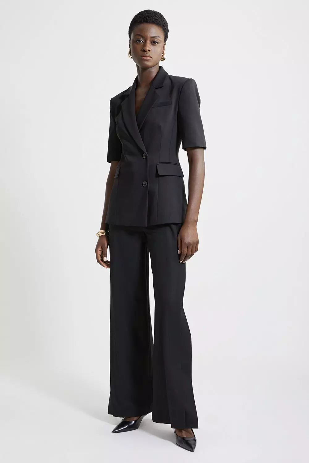 Black Tall Tailored Short Sleeve Blazer Jacket  alternative image