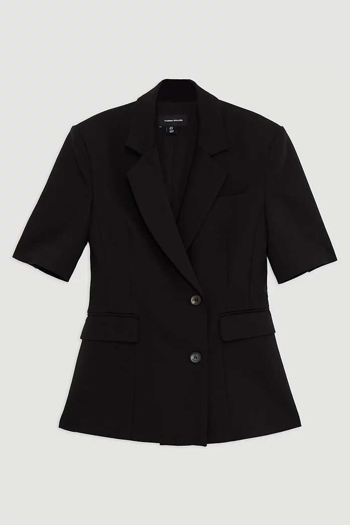 Tall Tailored Short Sleeve Blazer Jacket | Karen Millen Tall Tailored Short Sleeve Blazer Jacket | Karen Millen