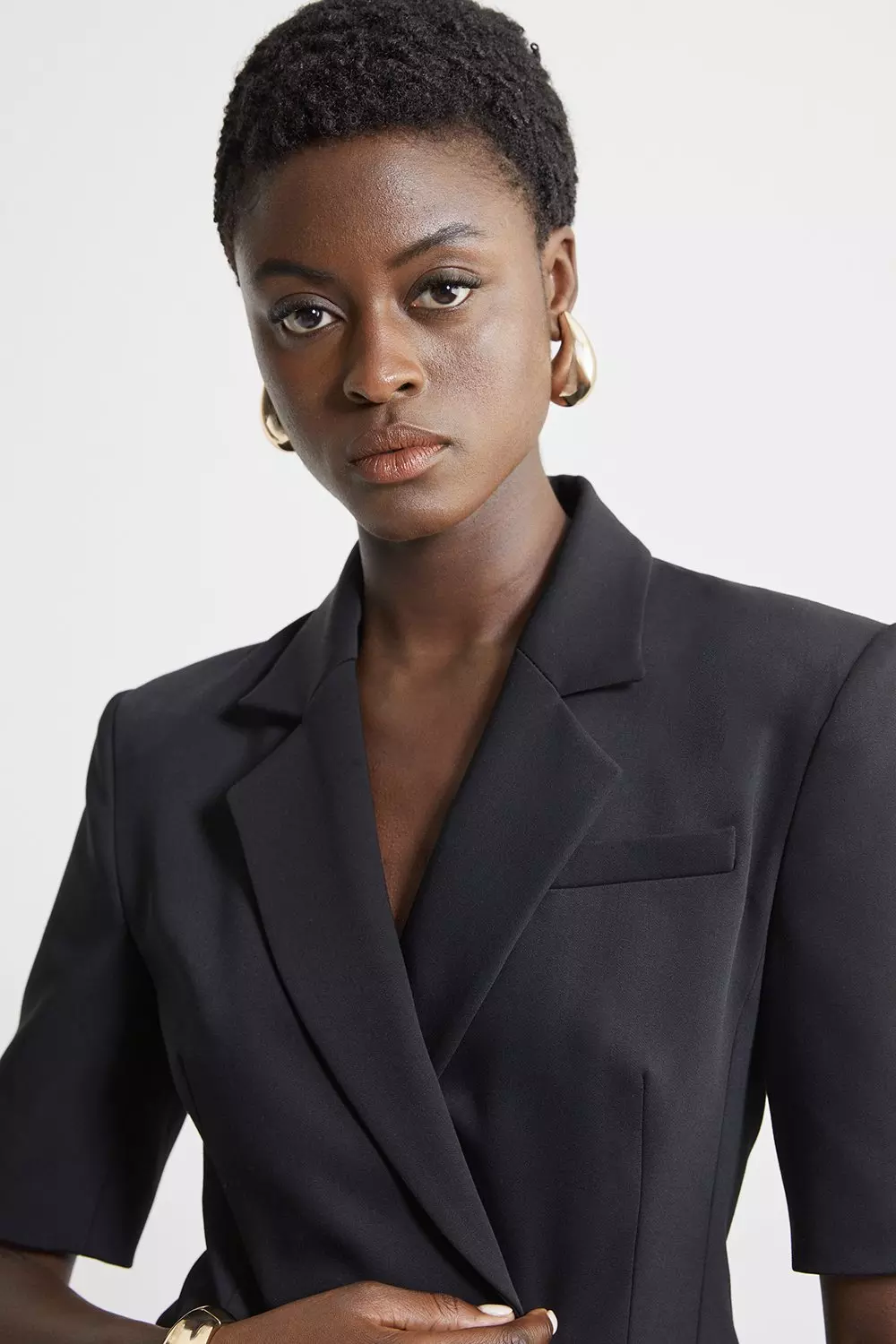 Black Tall Tailored Short Sleeve Blazer Jacket  alternative image