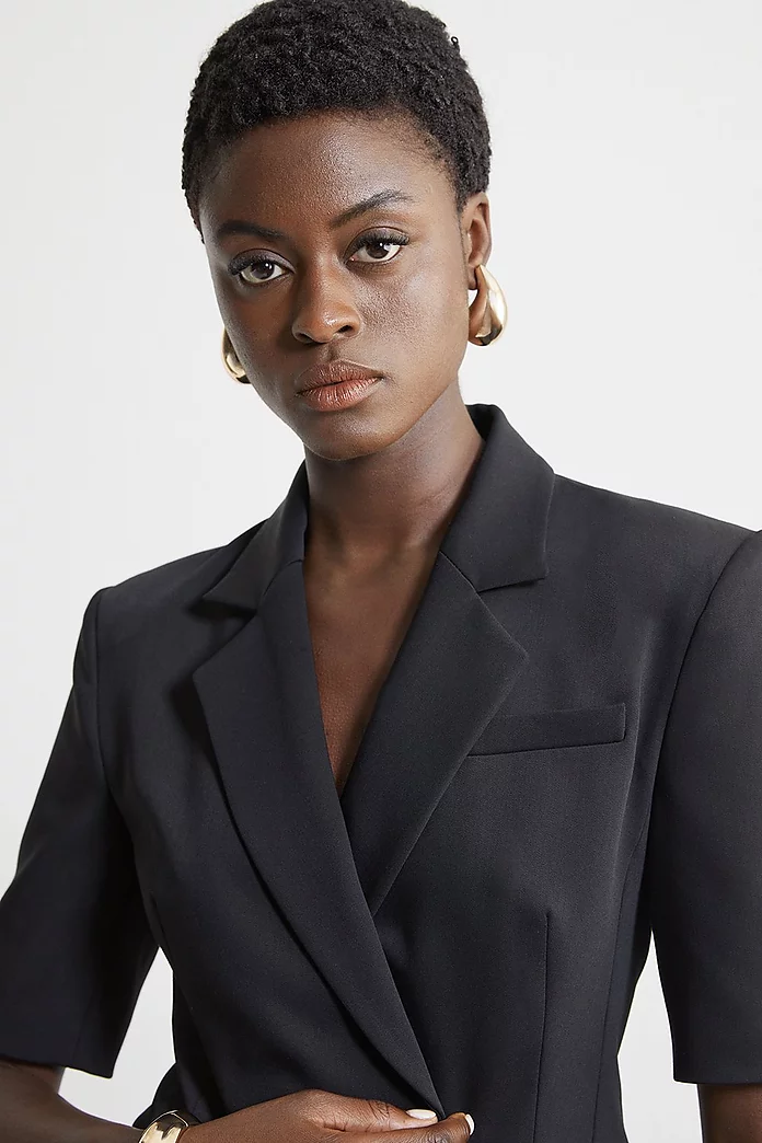 Tall Tailored Short Sleeve Blazer Jacket | Karen Millen Tall Tailored Short Sleeve Blazer Jacket | Karen Millen