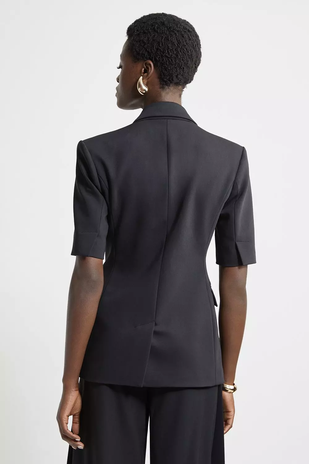 Black Tall Tailored Short Sleeve Blazer Jacket  alternative image
