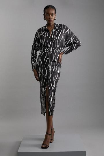 Abstract Spot Jersey Crepe Midi Shirt Dress mono