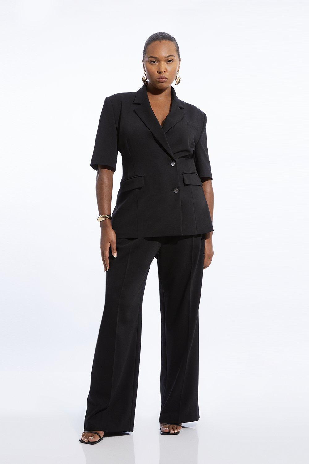 Black Plus Size Tailored Straight Leg Pants