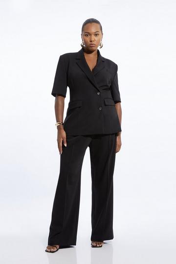 Black Plus Size Tailored Straight Leg Trousers