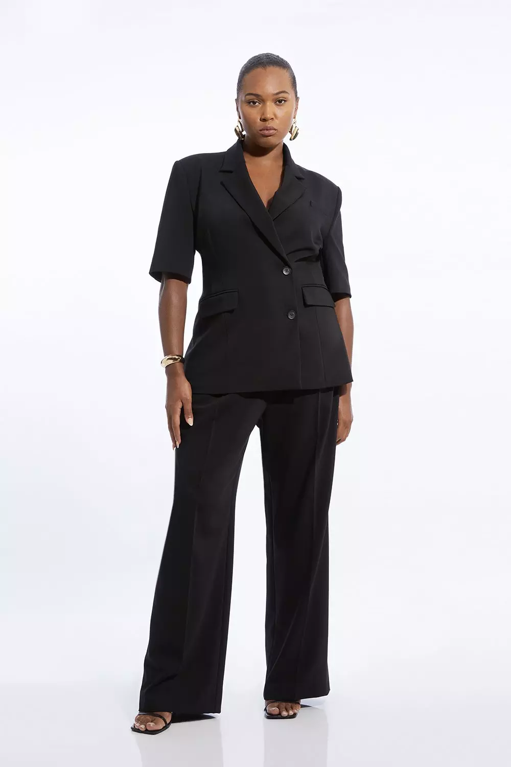 Plus size dressy black pantsuit best sale