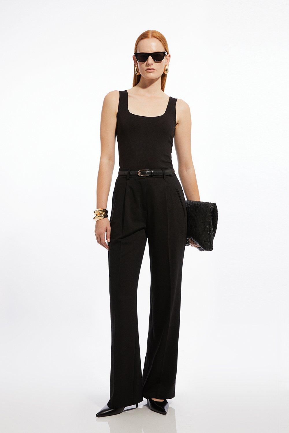 Black Tall Tailored Straight Leg Trousers 