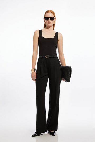 Black Tall Tailored Straight Leg Trousers