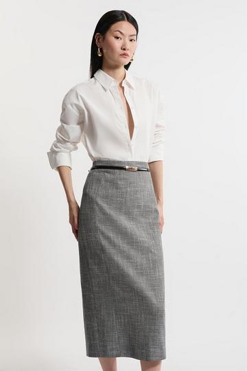 Midi Mono Textured Pencil Skirt mono