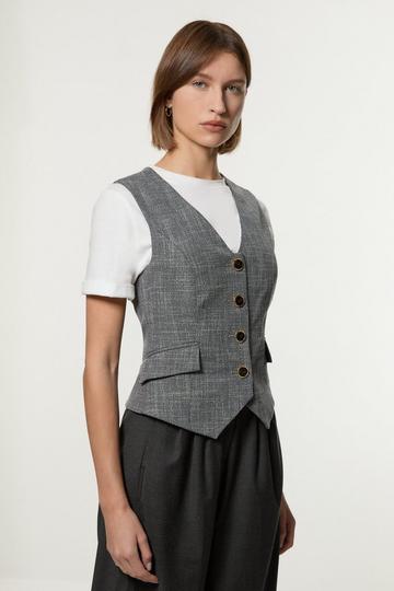 Mono Texture Tailored Waistcoat mono