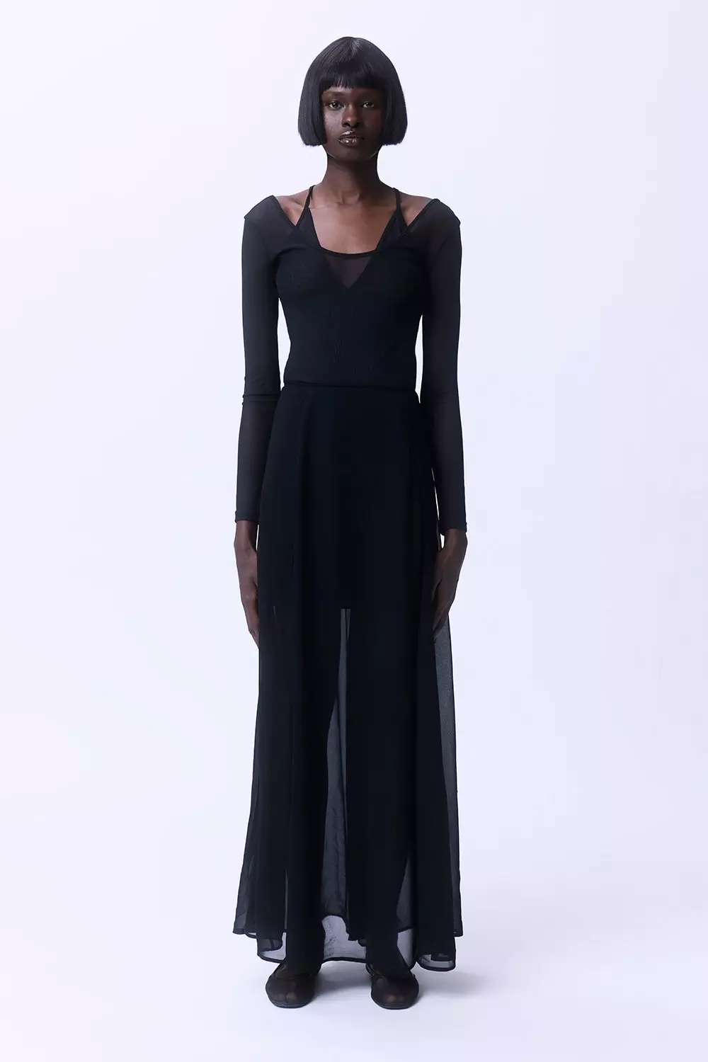 Sheer Viscose Georgette Woven Maxi Skirt | Karen Millen