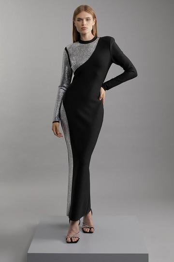 Figure Form Bandage Asymmetric Embellished Maxi Dress black